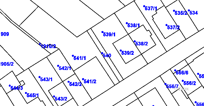 Parcela st. 540 v KÚ Komín, Katastrální mapa