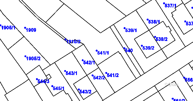 Parcela st. 541/1 v KÚ Komín, Katastrální mapa