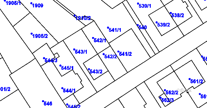 Parcela st. 542/2 v KÚ Komín, Katastrální mapa