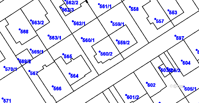 Parcela st. 560/2 v KÚ Komín, Katastrální mapa