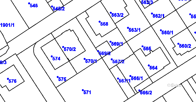 Parcela st. 569/2 v KÚ Komín, Katastrální mapa