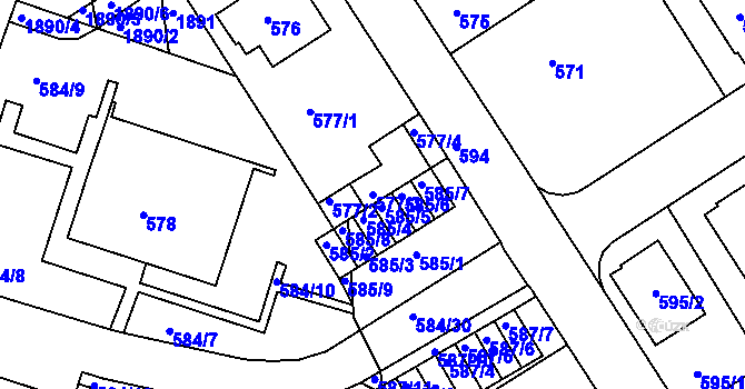 Parcela st. 577/3 v KÚ Komín, Katastrální mapa