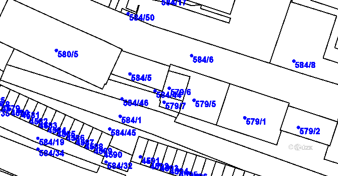 Parcela st. 579/6 v KÚ Komín, Katastrální mapa