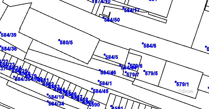 Parcela st. 584/5 v KÚ Komín, Katastrální mapa