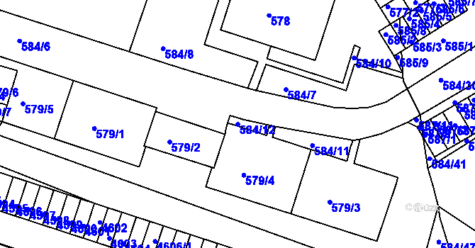 Parcela st. 584/12 v KÚ Komín, Katastrální mapa