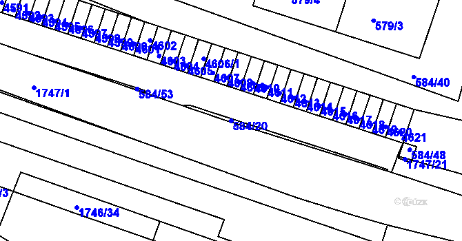 Parcela st. 584/20 v KÚ Komín, Katastrální mapa