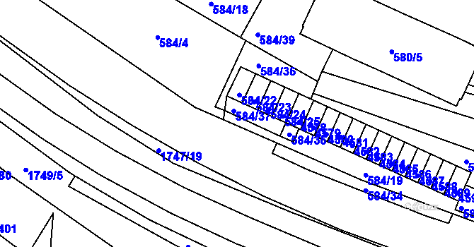 Parcela st. 584/21 v KÚ Komín, Katastrální mapa