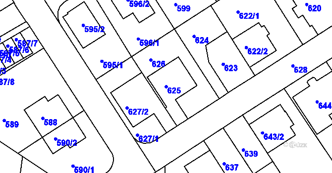 Parcela st. 625 v KÚ Komín, Katastrální mapa