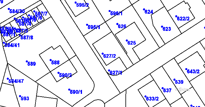 Parcela st. 627/2 v KÚ Komín, Katastrální mapa