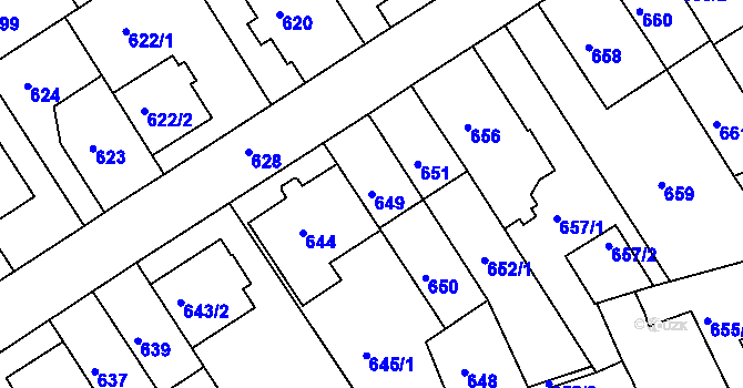 Parcela st. 649 v KÚ Komín, Katastrální mapa
