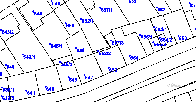 Parcela st. 652/2 v KÚ Komín, Katastrální mapa