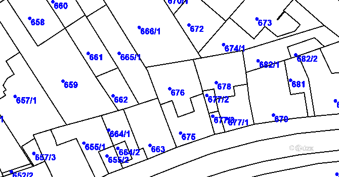 Parcela st. 676 v KÚ Komín, Katastrální mapa