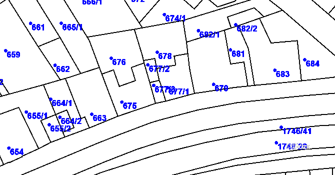 Parcela st. 677/1 v KÚ Komín, Katastrální mapa
