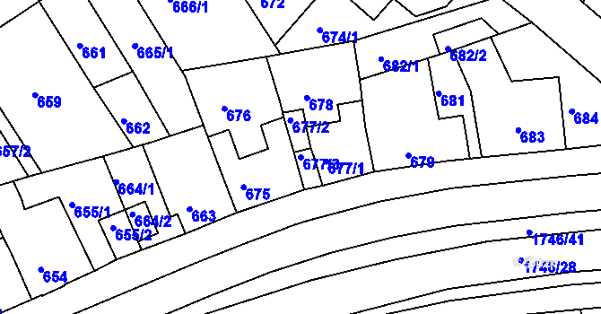 Parcela st. 677/3 v KÚ Komín, Katastrální mapa