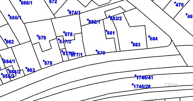 Parcela st. 679 v KÚ Komín, Katastrální mapa