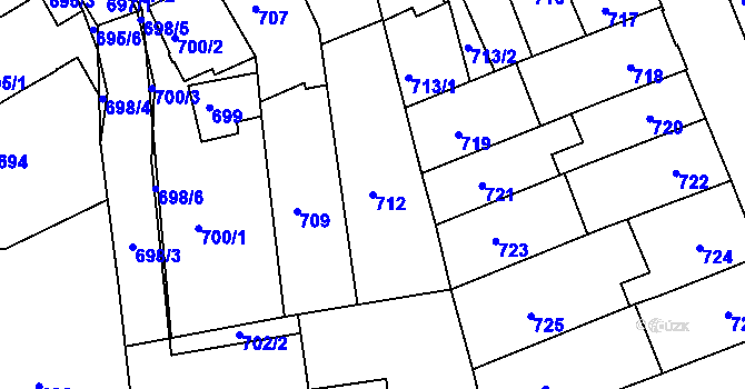 Parcela st. 712 v KÚ Komín, Katastrální mapa