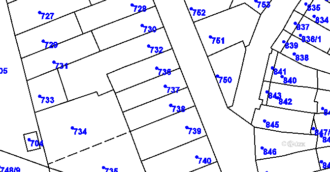 Parcela st. 737 v KÚ Komín, Katastrální mapa