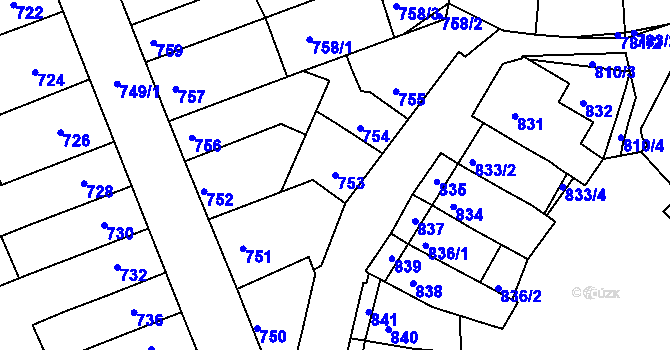 Parcela st. 753 v KÚ Komín, Katastrální mapa