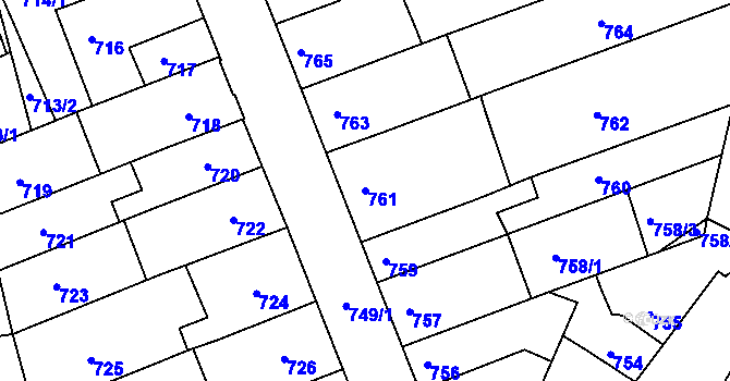 Parcela st. 761 v KÚ Komín, Katastrální mapa