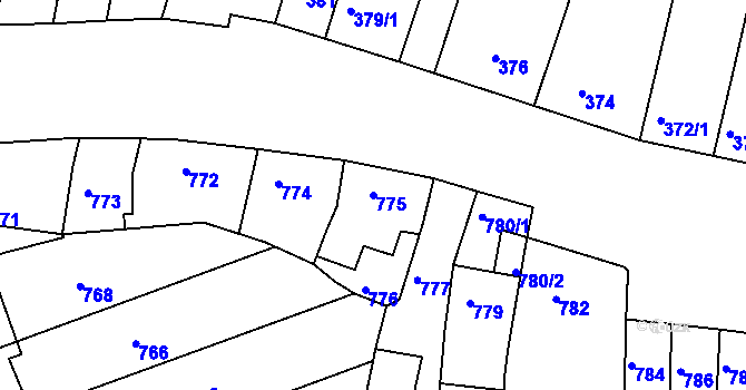 Parcela st. 775 v KÚ Komín, Katastrální mapa