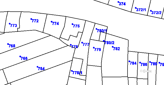 Parcela st. 777 v KÚ Komín, Katastrální mapa