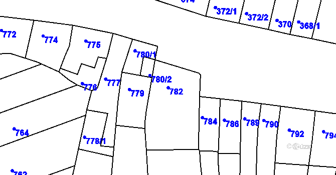 Parcela st. 782 v KÚ Komín, Katastrální mapa