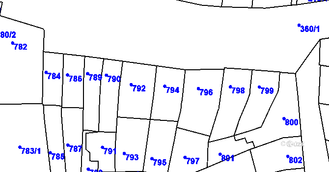 Parcela st. 794 v KÚ Komín, Katastrální mapa