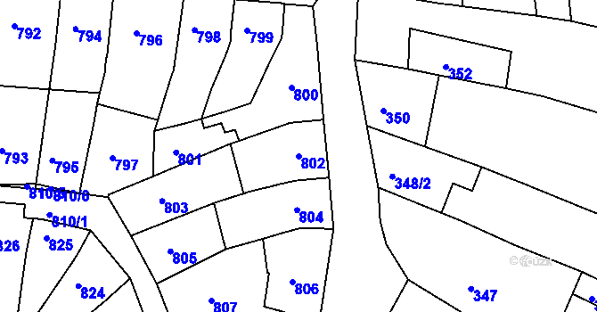 Parcela st. 802 v KÚ Komín, Katastrální mapa