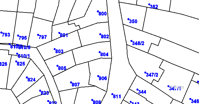 Parcela st. 804 v KÚ Komín, Katastrální mapa