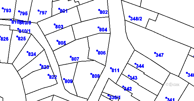 Parcela st. 806 v KÚ Komín, Katastrální mapa