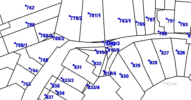 Parcela st. 810/3 v KÚ Komín, Katastrální mapa