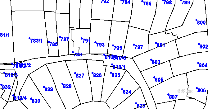 Parcela st. 810/5 v KÚ Komín, Katastrální mapa