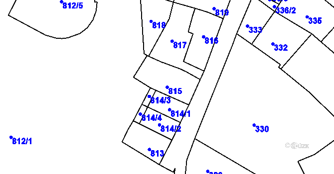 Parcela st. 815 v KÚ Komín, Katastrální mapa