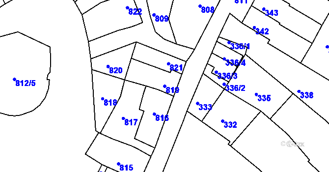 Parcela st. 819 v KÚ Komín, Katastrální mapa