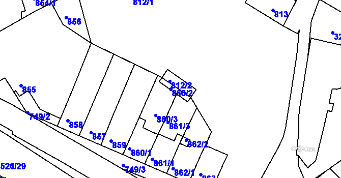 Parcela st. 860/2 v KÚ Komín, Katastrální mapa