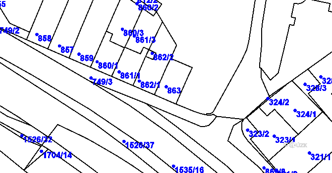 Parcela st. 863 v KÚ Komín, Katastrální mapa