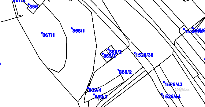 Parcela st. 865/3 v KÚ Komín, Katastrální mapa