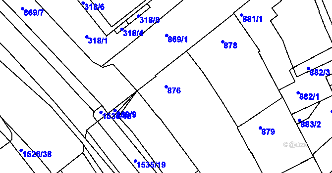 Parcela st. 876 v KÚ Komín, Katastrální mapa