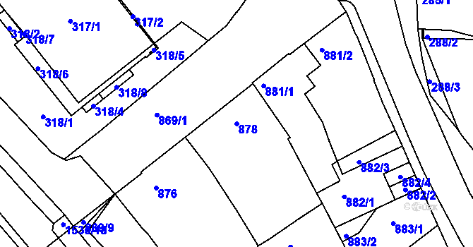 Parcela st. 878 v KÚ Komín, Katastrální mapa