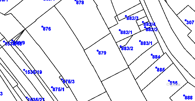 Parcela st. 879 v KÚ Komín, Katastrální mapa