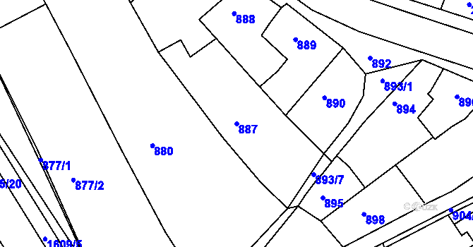 Parcela st. 887 v KÚ Komín, Katastrální mapa