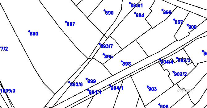 Parcela st. 895 v KÚ Komín, Katastrální mapa