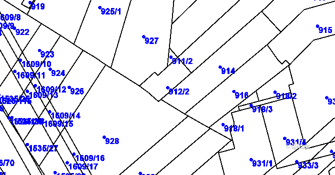 Parcela st. 912/2 v KÚ Komín, Katastrální mapa