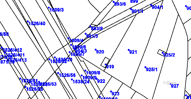 Parcela st. 920 v KÚ Komín, Katastrální mapa