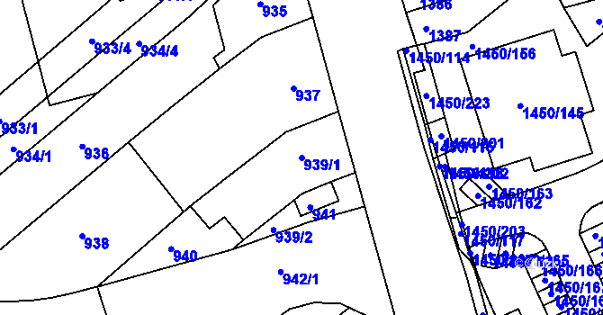 Parcela st. 939/1 v KÚ Komín, Katastrální mapa
