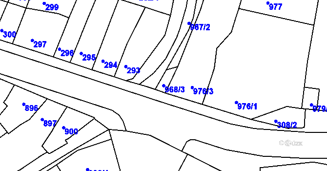 Parcela st. 968/3 v KÚ Komín, Katastrální mapa