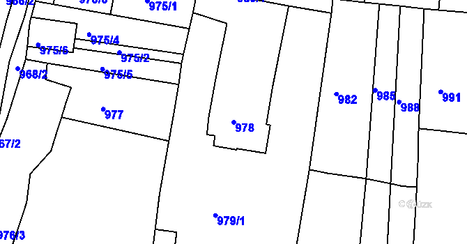 Parcela st. 978 v KÚ Komín, Katastrální mapa