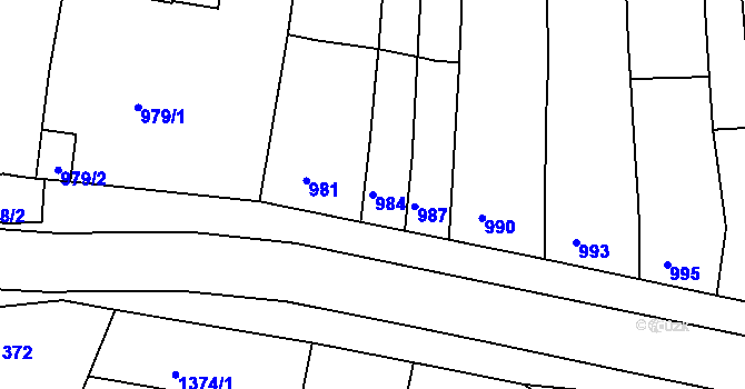 Parcela st. 984 v KÚ Komín, Katastrální mapa