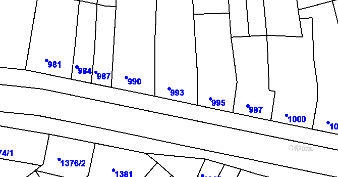 Parcela st. 993 v KÚ Komín, Katastrální mapa