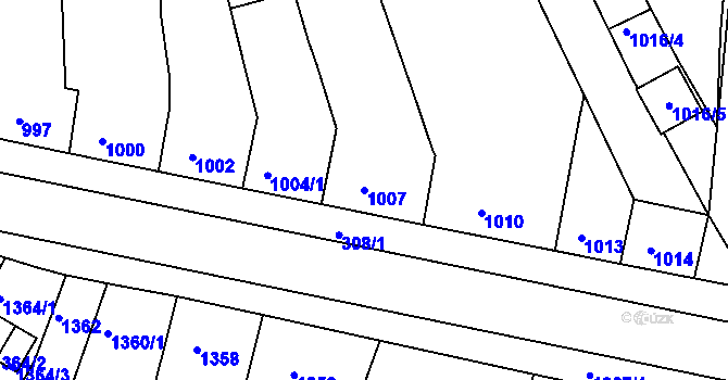 Parcela st. 1007 v KÚ Komín, Katastrální mapa